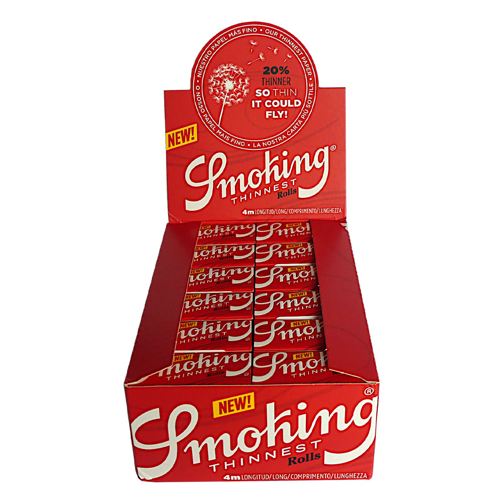 Box Smoking THINNEST Rolls Papers, 24 Rollen- Zigarettenpapier