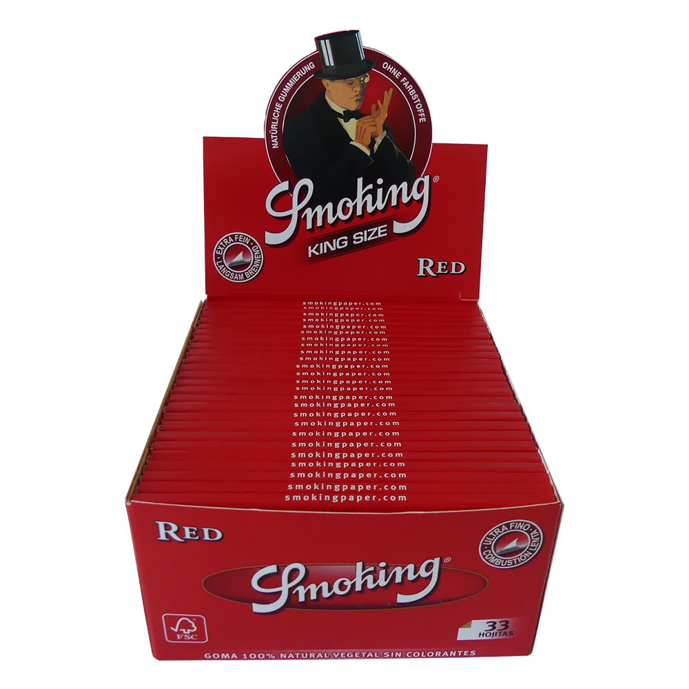 Box Smoking King Size Red Zigarettenpapier 50 Hefte à 33 Blatt