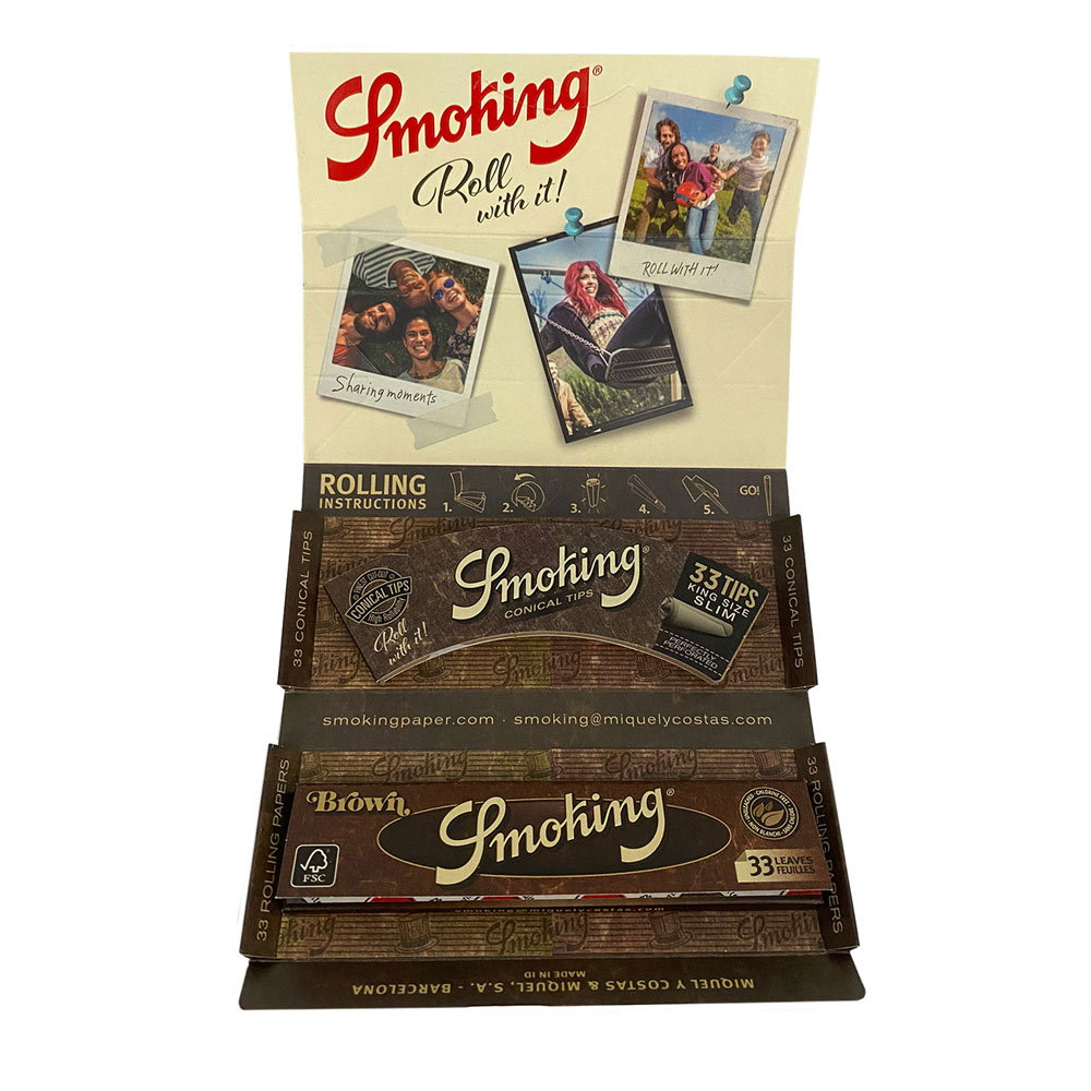 Box Smoking Brown Luxury Rolling Kit Zigarettenpapier + Tips, 25 Hefte à 33 Blättchen+ Tips