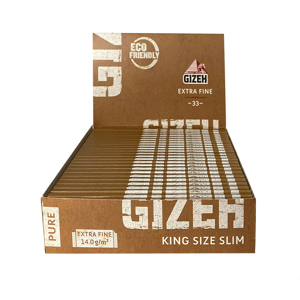 Box Gizeh King Size Slim PURE Extra Fine Papers 25 Hefte à 33 Blatt