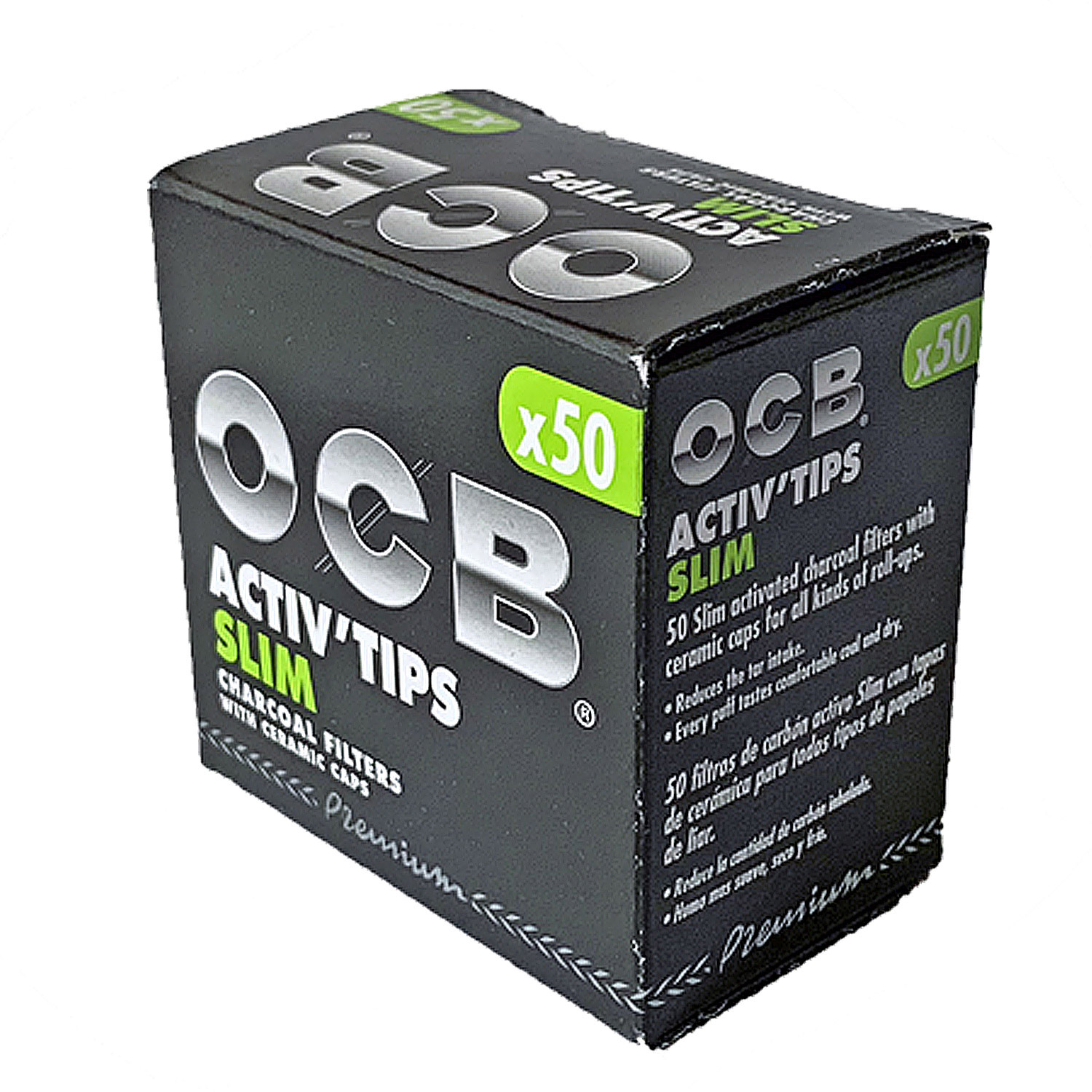OCB Activ Tips Slim / Aktivkohle Slim Filter 7mm, 50 Stück