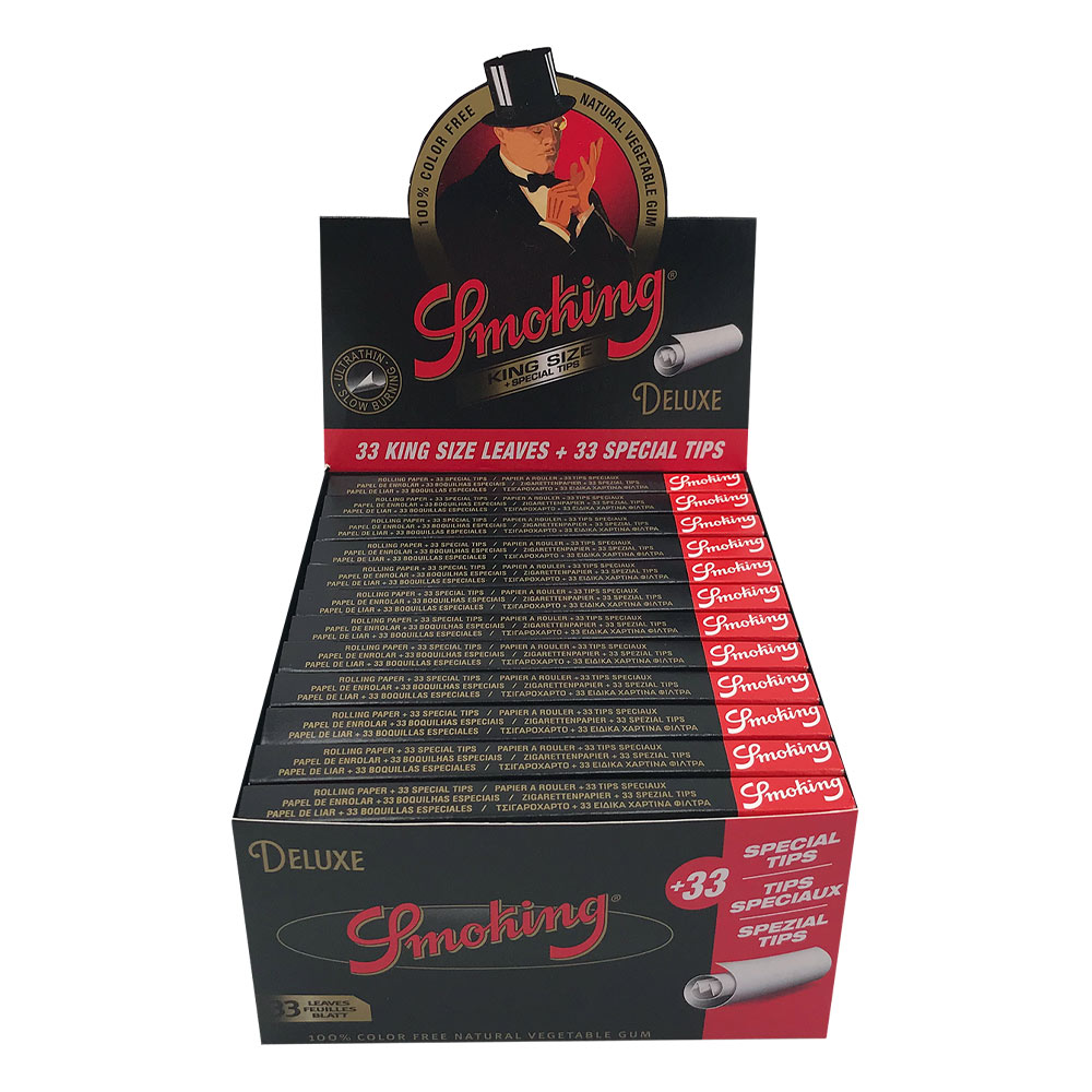 Box Smoking King Size Deluxe + Special Tips Zigarettenpapier 24 Hefte à 33 Papes + Tips