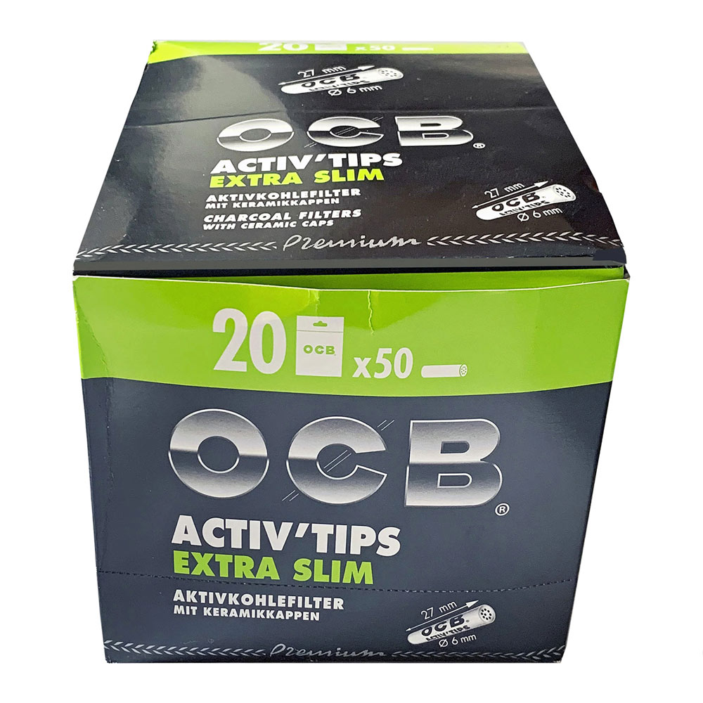 20 Beutel OCB Activ Tips Extra Slim / Aktivkohle-Filter