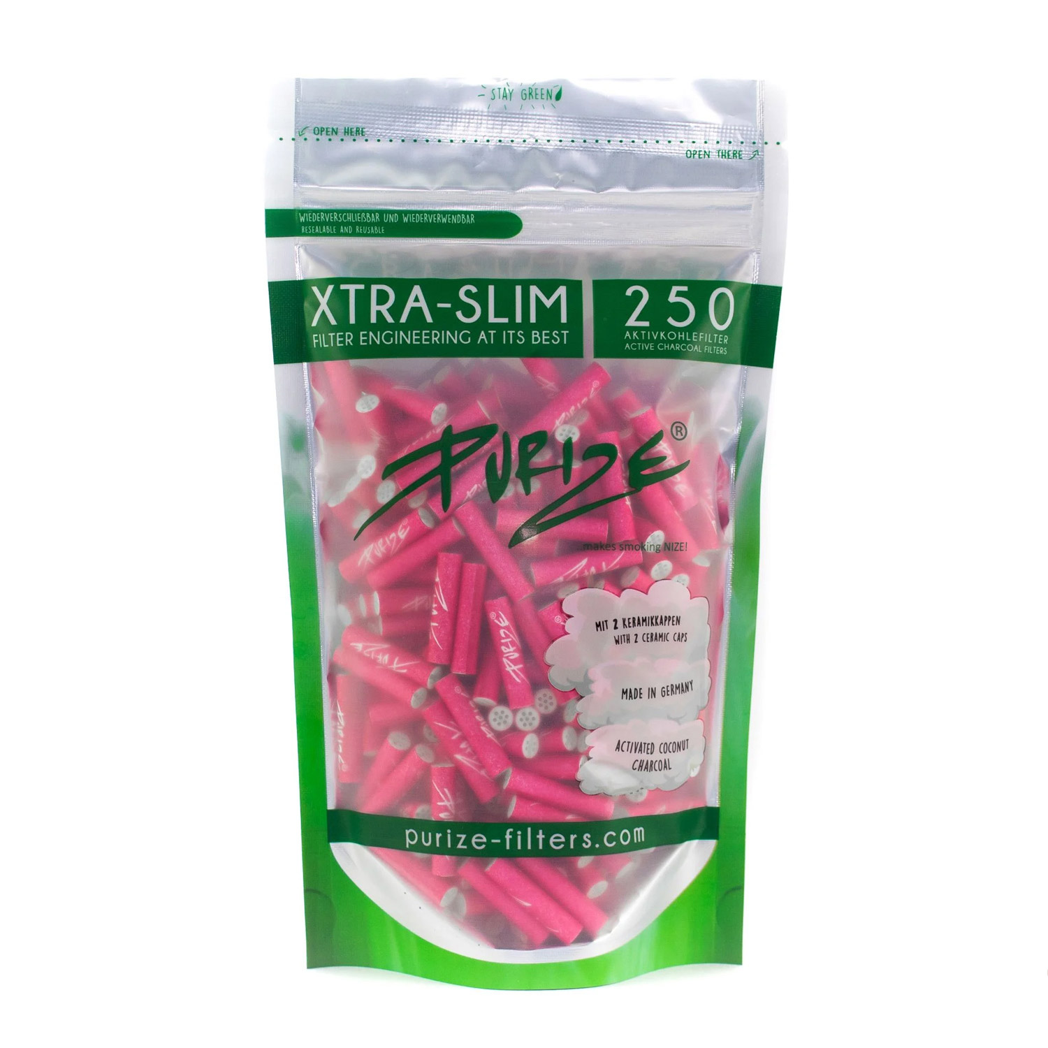 Purize Aktivkohlefilter XTRA SLIM pink, 250 Stück