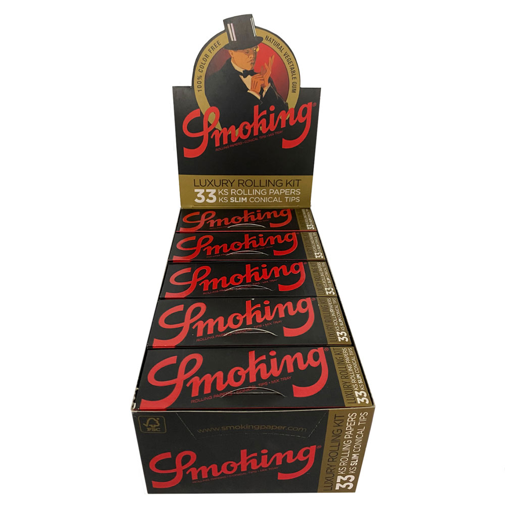 Box Smoking Luxury Rolling Kit 25 Hefte à 33 Zigarettenpapier + Tips